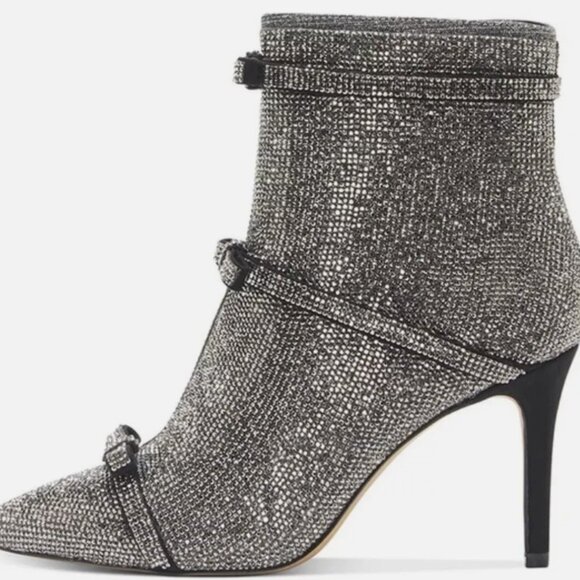New INC International Concepts 6 Isaura Bootie Boots Pewter Crystals Bow Bling - Picture 13 of 14